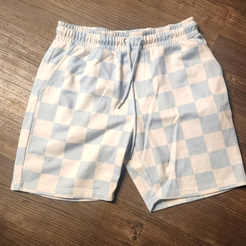 Checkers Shorts White/Blue